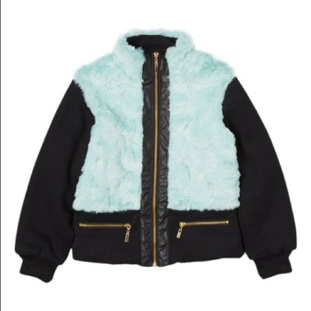 Tiffany Blue Faux Fur Jacket - Size 4